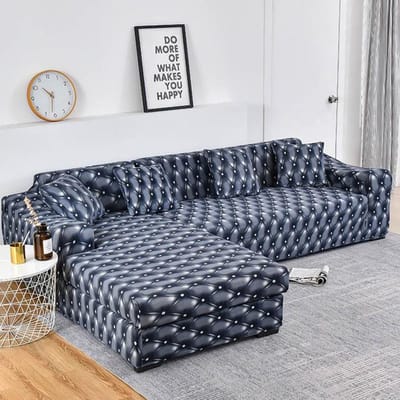 L-vormige bank Geometrische bankhoes Elastische bankhoes voor woonkamer Huisdieren Chaise Longue 1-seat 90-140cm 1pc