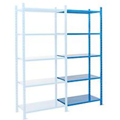 Legbordstelling-aanbouwsectie, m. 5 legborden van plaatstaal, B 1010 x D 500 x H 2500 mm