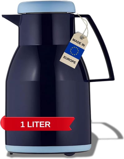 Wash S+ Kunststof Thermoskan 1,0 L Draaisluiting Donkerblauw - Warm Koude dranken urenlang - Vaatwasmachinebestendig