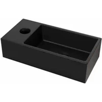 Aurlane Wasbak Satined Black Ceramic Handwash - Keramiek - Rechthoek - Zwart - 37x18,5x9cm