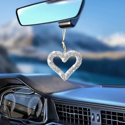 Kristal Strass Hol Hart Auto Hanger | Elegante Dashboard Hanger | Perfect Cadeau voor Familie en Vrienden wit