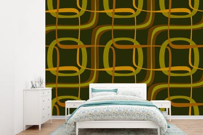 Behang - Fotobehang Jaren 70 - Retro - Groen - Breedte 360 cm x hoogte 260 cm