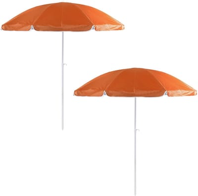 Strand/tuin parasol verstelbaar - 2x - oranje - nylon - 200 cm - UV bescherming