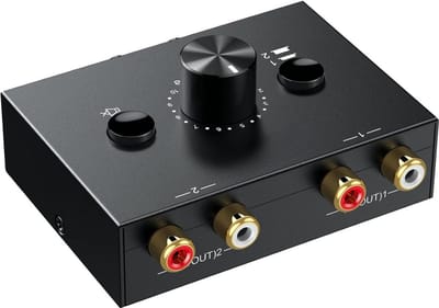 Nördic RCA Stereo Audio Splitter – 2-in-1 Stereo Schakelaar en Splitter – 2 naar 1 of 1 naar 2 - Tulp switch