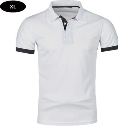 Livano Golf Shirt Heren - T-shirt - Golfkleding - Golfen - Golf Accessoires - Polo Shirt - Wit + Blauw - Maat XL