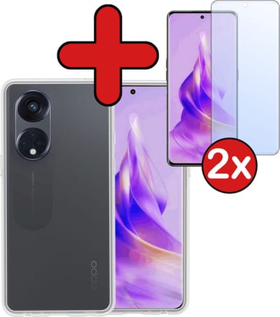 Hoesje - Met 2x Screenprotector - Geschikt voor OPPO Reno 8T 4G - Sterk & Shockproof - Telefoon Hoes - Back Cover - Siliconen Case - Telefoonhoes - Transparant