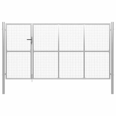 vidaXL Poort 350x150 cm staal zilverkleurig