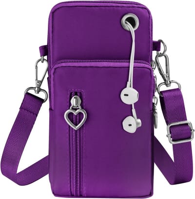 Dames Crossbody Telefoontas Nylon Schoudertas met Verstelbare Bandjes - Gsm-portemonnee-armband - Koptelefoonpoort - Telefoons tot 7 inch