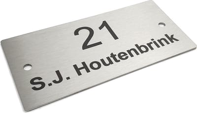 Kirinify – RVS Naambordje voordeur 12 x 6 cm – RVS naamplaatje brievenbus – Permanente lasergravering – Schroefbevestiging