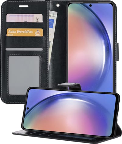 Hoesje - Geschikt voor Samsung Galaxy A54 - Luxe Bookcase - Walletcase Hoes - Portemonnee - Cover - Telefoonhoes - Zwart