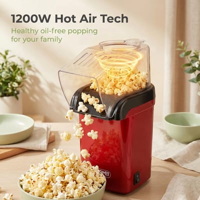 1200W Hetelucht elektrische popcornmachine zonder olie, snel en gezond voor thuis & feestjes