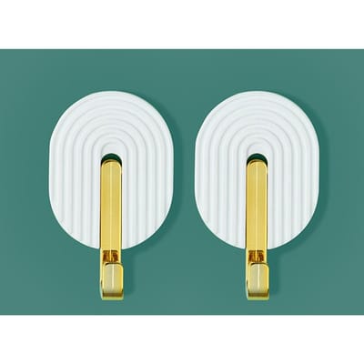 Lot de 2 crochets muraux en plastique auto-adhésifs multifonctionnels pour salle de bain, porte-serviettes de cuisine, crochet à colle nano solide pour porte arrière de sac, cintre pour chapeau blanc