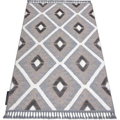 Kleden Rugsx Tapijt MAROC P651 Ruit grijskleuring / witrand 120x170 cm