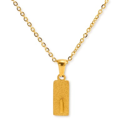 Marama - Ketting Letter I Goud Sparkling - stainless steel - gold plated - nikkelvrij - persoonlijke ketting - letterketting - met hanger - cadeauverpakking