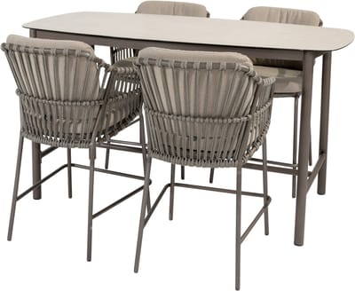 Manolo Capalbio high dining tuinset 180x90xH90 cm 5 delig keramiek terre 4 Seasons Outdoor
