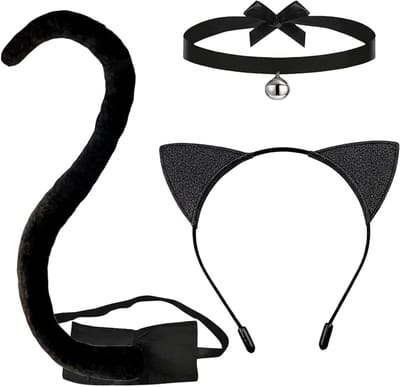 Schattige kattenkostuumaccessoires voor volwassenen, zwarte kat cosplay en carnaval kostuum benodigdheden