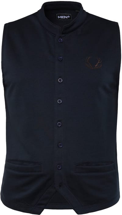Men Plus - Heren - Klederdracht-gilet sweatstof opstaande kraag - Navy blauw - Maat 7XL