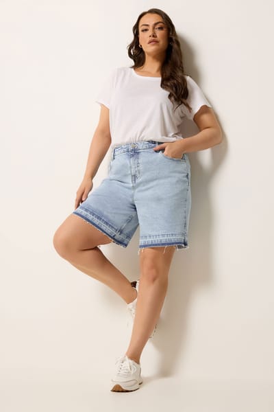 Yours Blauwe Denim Shorts Met Zoomdetail Size 42