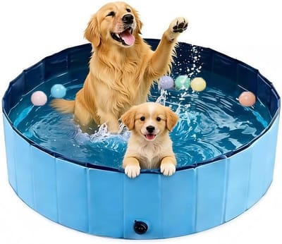 Opvouwbaar Hondenbad met Diameter van 120 cm en Hoogte van 30 cm, Ideaal voor Badderen, Antislip Coating en Snelle Afvoer, Duurzaam en Krasbestendig PVC Materiaal