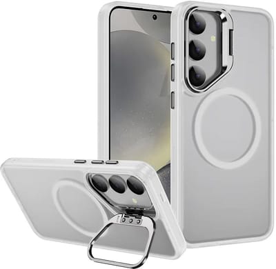 Hoesje Geschikt voor Samsung Galaxy S24 - Compatibel met MagSafe & Qi2 - Back Cover met Standaard - Camera Kickstand - Transparant