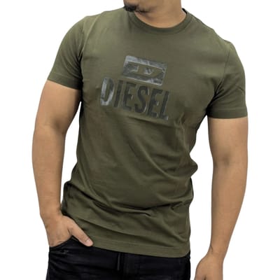 Diesel monotoon logo groen T-shirt