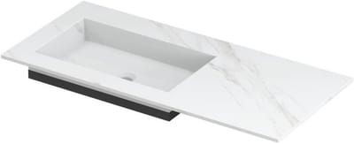 INK Post Wastafel Keramische Slab Envelop Bak Links Zonder Kraangat - 1000x450x10 mm - Calacatta Mat