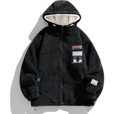 Katoengevoerde Heren Winterkleding Lam Pluche Jas Herenjas Winter Katoenkleding Heren XXXXL black