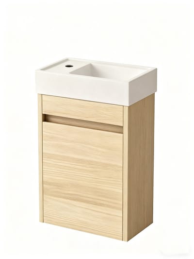 Nurion Toiletmeubel Sophie - glanzend wit basin en wit houten kast - 41 x 22,5 x 65