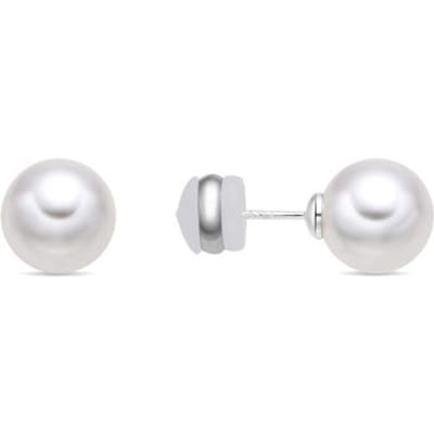 Luxenter oorbellen met witte parel zilverkleurige afwerking - Wasai