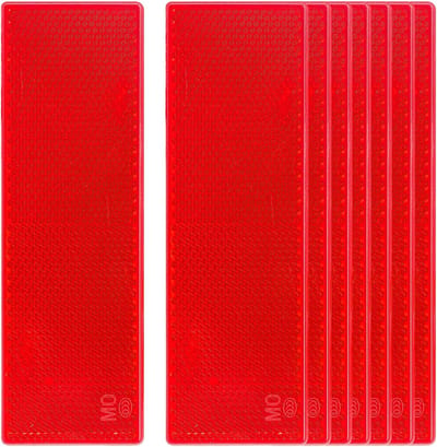 Set van 8 Zelfklevende Kat-Oog Reflectoren Rechthoekig, 70 x 30 mm, voor Poorten, Hekken en Voertuigen in Rood