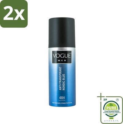 Vogue Anti-Transpirant Nordic Blue 150 ml - Voordeelverpakking - 2 stuks - Anti-transpirant - Deodorant spray