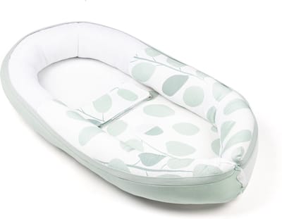 Doomoo Cocoon - Babynestje - Biologisch Katoen - 74 x 46 cm - Leaves Aqua Green