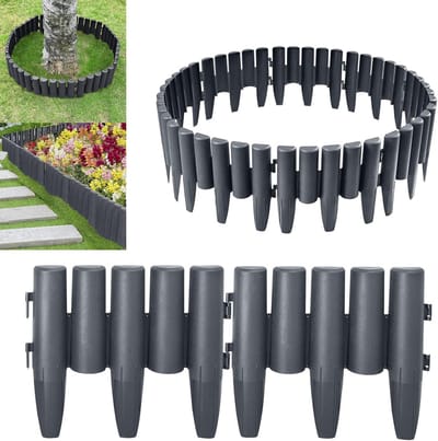Gazonrand Set - Tuinborder Kunststof - Tuin Decoratie - Flexibel Insteeksysteem - 20 Stuks - Antraciet