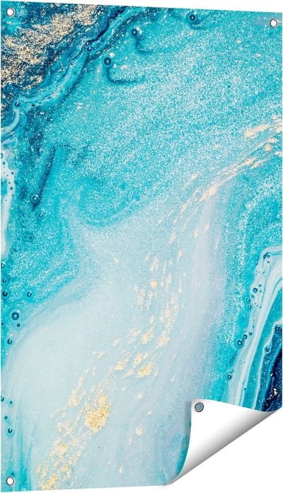 Gards Tuinposter Abstracte Kunst Blauwe Oceaan - 60x90 cm - Tuindoek - Tuindecoratie - Wanddecoratie buiten - Tuinschilderij