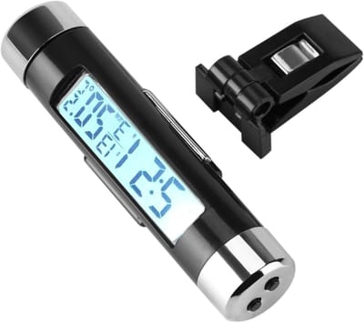 Digitale Auto Klok en Thermometer met Achtergrondverlichting - LCD Temperatuurmeter voor Auto en Vrachtwagen met Clip