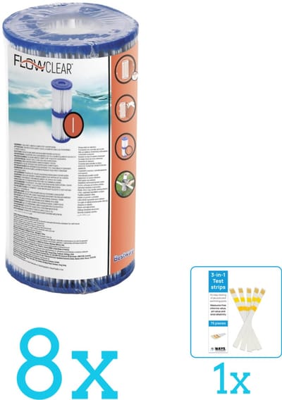 Bestway - Flowclear - Filtercartridge Type I - Volumebundel - Filter - 8-delig