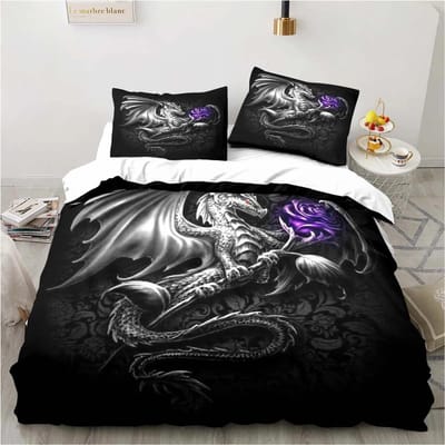 Draak Beddengoed Halloween Magische Wereld Cadeau Tweepersoons Beddengoed Set 3 Delige Dekbedset Bed Dekbedhoes Dubbel King Hoes 70x133cm 2pcs