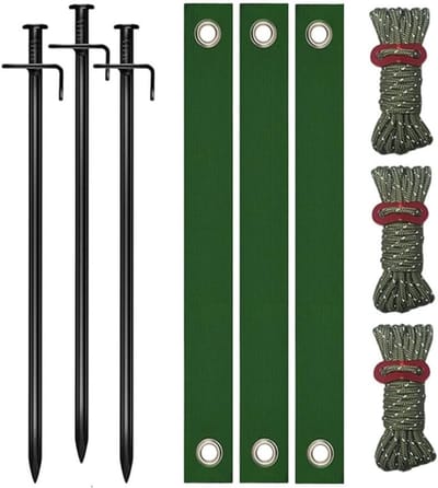 Boomstamsteunset - Boomverankering Steunset - Bomen Stabiliseren - Robuuste Constructie - 30 cm haringen 40 cm banden - Zwart