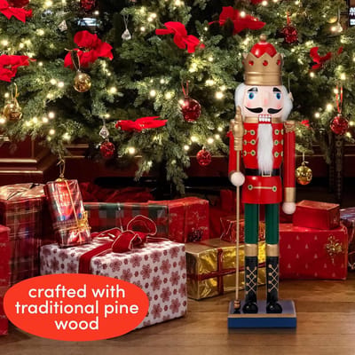 Grote houten kerstnotenkraker, XL 50 cm, klassieke kerstdecoratie