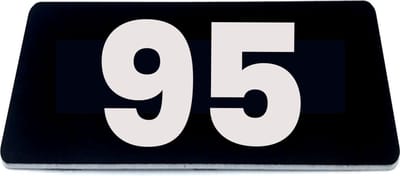Nummerplaatje 95 - 80 x 50 x 1,6 mm - Zwart/wit - incl. 3M-tape | Nummerbordje - Deur en kamernummer - brievenbusnummers - Gratis verzending - 5 jaar garantie