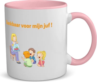 Akyol - dankbaar voor mijn juf koffiemok - theemok - roze - Juf - leraressen - verjaardag - cadeautje voor juf - juf artikelen - kado - geschenk - gift - verjaardagscadeau - juffendag - 350 ML inhoud