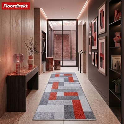 Floordirekt Tapijtloper Op Maat New York - 80 x 100 cm - Rood - Moderne Antislip Loper Voor Hal, Keuken & Entree - Met Gel-Rug Voor Extra Grip - Onderhoudsvriendelijk & Duurzaam - Verkrijgbaar In Verschillende Kleuren & Maten