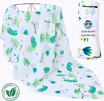 Duopack 2x BoefieBoef Poes Kat Geel Grote XL Hydrofiele Doek Baby - Duurzaam Eco Bamboe | Swaddle, Inbakerdoek, Hydrofiele Luier & Babydeken - Wit