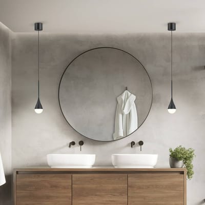 Helestra LED hanglamp DUC, zwart, IP44, Ø 7 cm