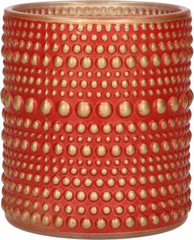 Countryfield Luxe theelichthouder - Aurora - glas - rood/goud - D7 x H8 cm