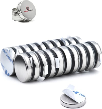 Brute Strength - Super sterke zelfklevende 3M magneten - Rond - 15 x 3 mm - 20 Stuks - Kleef Magneten - Neodymium magneet sterk - Voor koelkast - whiteboard