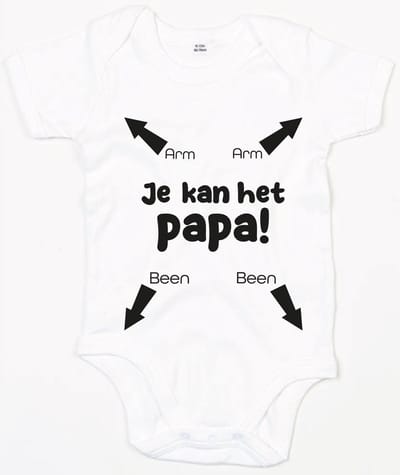 Baby Romper Je kan het papa 3-6 maand - Wit - Rompertjes baby met tekst