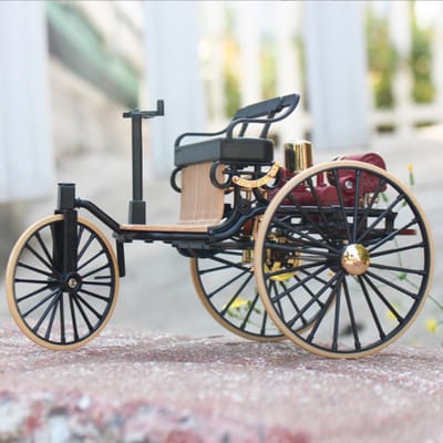 1:12 Eerste Patent Motor Klassiek Legering Stoomauto Model Diecasts Metaal Speelgoed Voertuigen Retro Driewieler Auto Model Collectie Cadeau gray