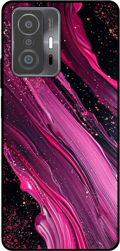 Smartphonica Telefoonhoesje Geschikt voor Xiaomi 11T / 11T Pro met marmer opdruk - TPU backcover case marble design - Paars Roze geschikt voor Xiaomi 11T;Xiaomi 11T Pro