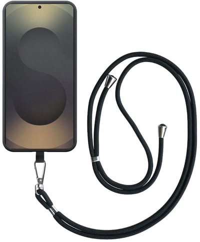 Geschikt voor Samsung Galaxy S25 Ultra Telefoonhoesje met Afneembaar Zwart Koord - Flexible Back Cover Case Siliconen TPU with Black Lanyard - Zwart - Smartphonica geschikt voor Samsung Galaxy S25 Ultra